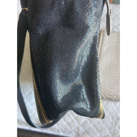 Paige Gamble Taupe Pebbled Leather Blakeley Bag With 2 Snakeskin Gussets - Picture 5 of 10